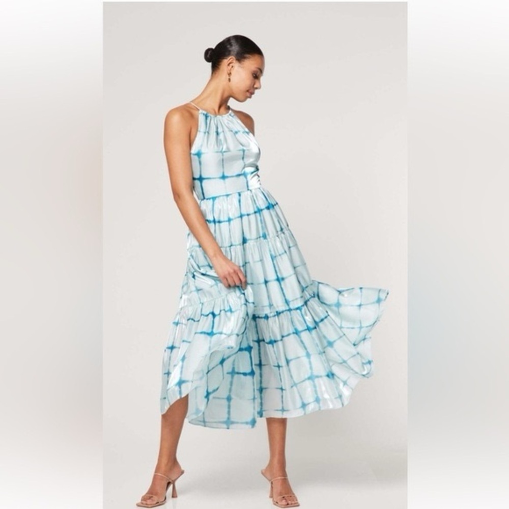 ELLIATT blue tiered ruffle Romeo midi dress NEW SIZE EXTRA SMALL